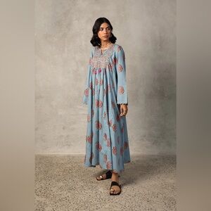 GENERATION Floral Embroidered Blue Dress